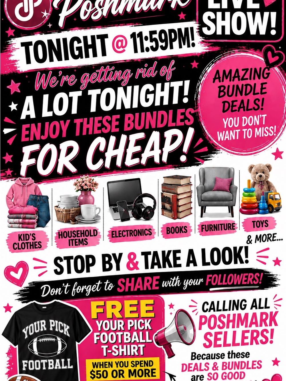 Poshmark Live Sale Promotional Poster - Pink & Black